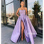 A-line Simple Cheap Side Split Long Prom Dresses FP1132