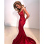 Sexy Mermaid Spaghetti Strap Red Long Prom Dresses, WP007