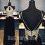 Open Back Beaded Affordable Black Long Evening Prom Dresses, BGP040