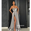 Sweetheart Side Slit A Line Silver Long Prom Dresses, WP033