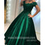 Off the Shoulder Green Elegant Formal Cheap Long Prom Dress, BGP075