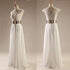 Cap Sleeves White Beading Long Side Slit Party Evening Prom Dresses, BG51239 - Bubble Gown