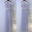 Elegant V Neck Formal Tulle Applique Popular Long Prom Dresses, BGP018 - Bubble Gown