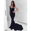 Black Spaghetti Strap Mermaid Simple Cheap Long Prom Dresses, BGP208