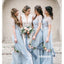 Short Sleeves Blue Elegant Long Bridesmaid Dresses, WP0025