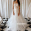 A-line Strapless Applique Organza Bridal Long Wedding Dresses, BGH012