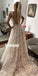 Sexy Deep V-neck Short Sleeve Applique Lace Long Wedding Dresses, BGH031