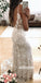 Pretty Flower Prints Spaghetti Strap Lace Long Wedding Dresses, BGH035