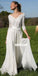 Elegant V-neck Long Sleeve Tulle Long Wedding Dresses, BGH069