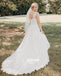 Elegant White V-neck Lace Long Wedding Dresses, BGH076