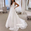 Charming White V-neck Chinffon Long Wedding Dresses, BGH090