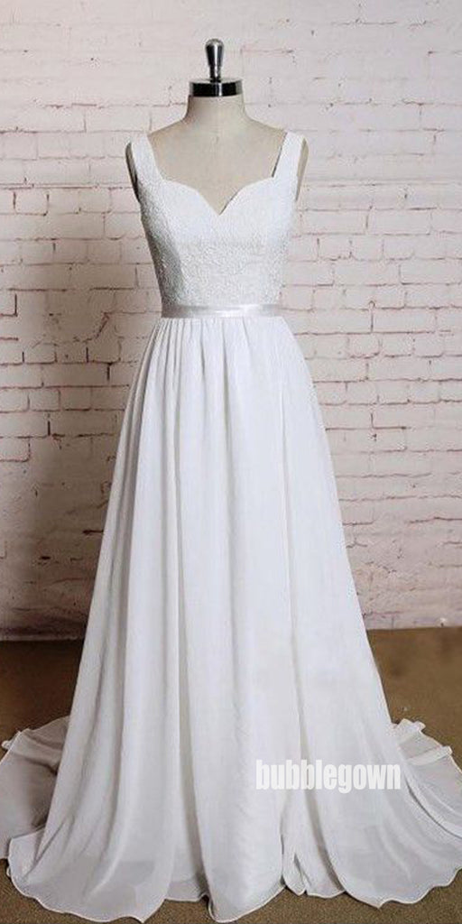 Pretty Soft White A-line Chiffon Dreaming Wedding Dresses, BGH093