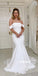 Pretty Off-shoulder White Mermaid Long Wedding Dresses, BGH094