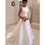 Simple Cheap Satin A Line V Back Long Bridal Wedding Dresses, BGP257