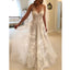 Charming V Neck A Line Cheap Applique Bridal Long Beach Wedding Dresses, BGP264 - Bubble Gown