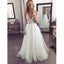 Popular V Neck Formal A Line Tulle Bridal Long Beach Wedding Dresses, BGP270