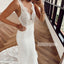 V-neck Sleeveless Lace Bridal Long Wedding Dresses, BGH005